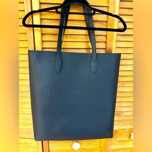 Burberry Black Leather Tote Bag